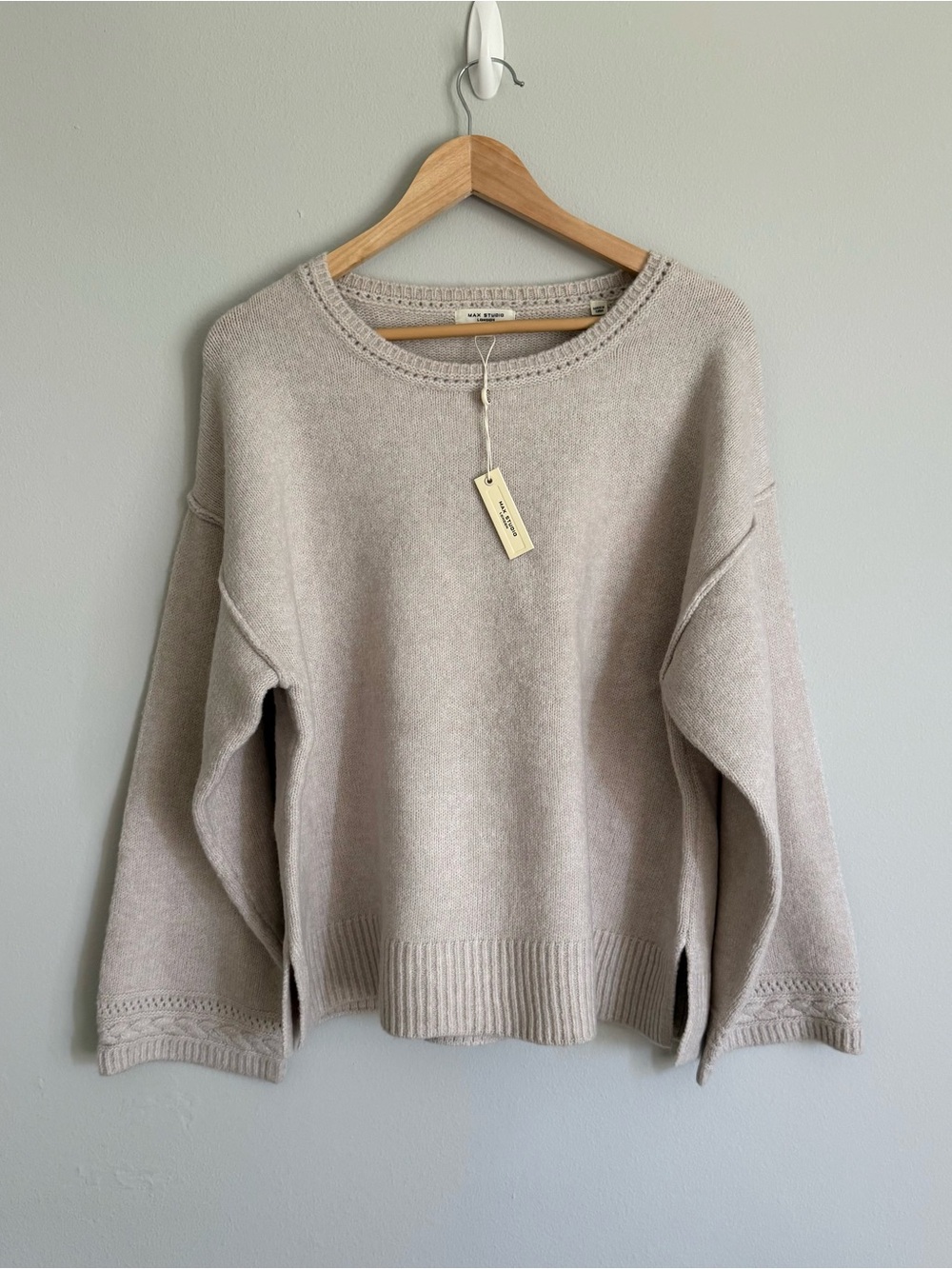 NWT Max Studio Wool Blend Relaxed Crewneck Sweater